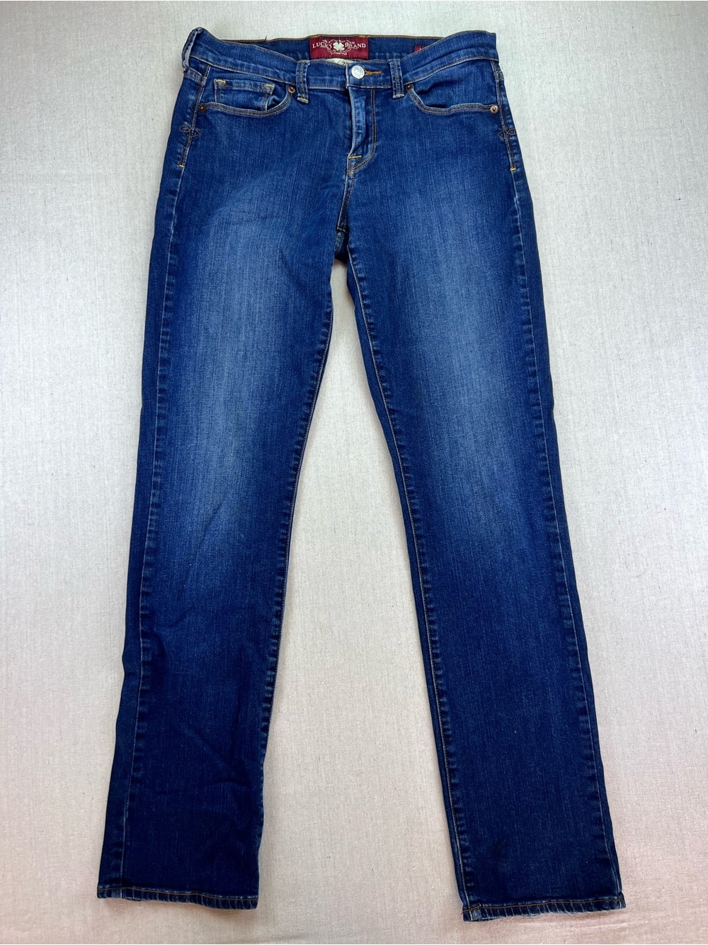 Women's Lucky Brand Sofia Dark Blue Casual Relaxed Straight-Leg Jeans Size 6/28